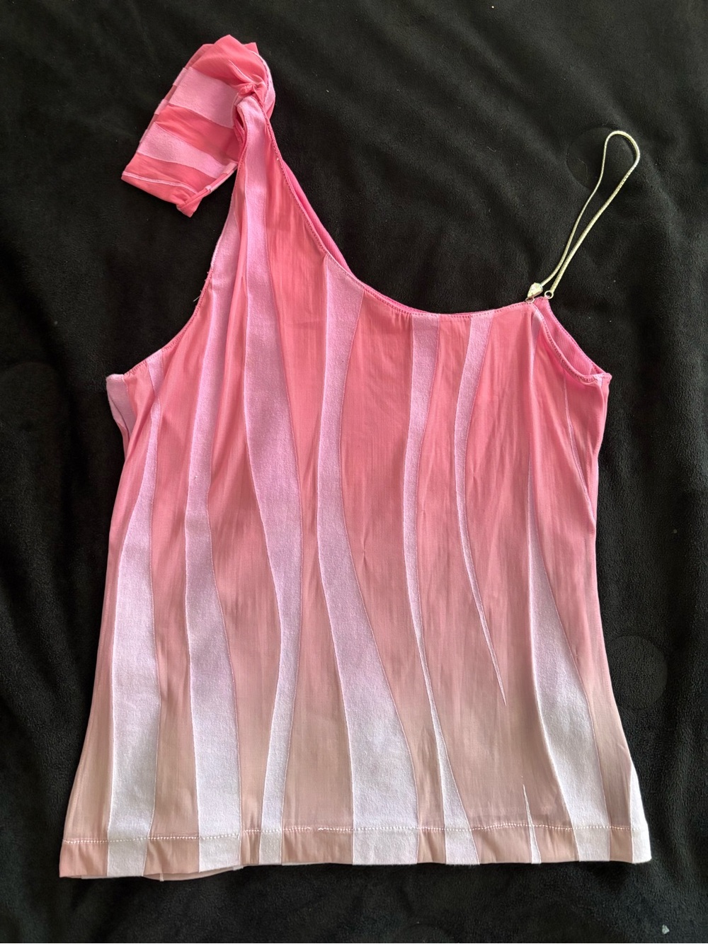 Versace jean’s couture vintage Pink One-Shoulder Striped Women's Tank Top